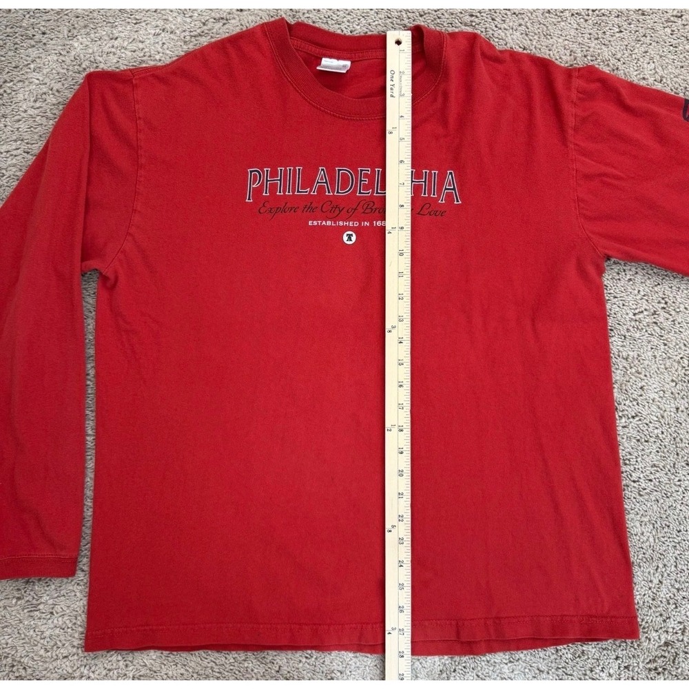Philadelphia Pennsylvania Long Sleeve Chest Graphic T-Shirt Perrin Mens XL‎ Red - Picture 8 of 10